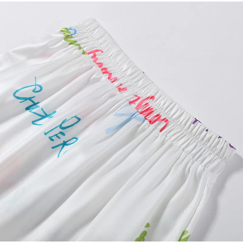 Vacation Geometric Printed Loose Pants Set