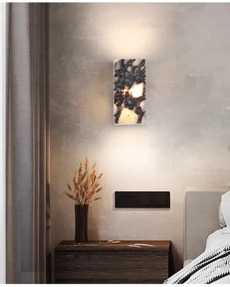 Nordic Italian Marble Lamp Indoor Background Wall Light Purple Pure Natural Stone Entrance Hallway Home Decor Lighting Fixtures