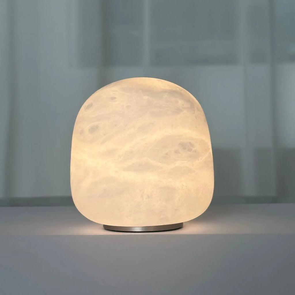 Modern simple 100% natural marble round marble charging table lamp living room designer small apartment decorative lamp
