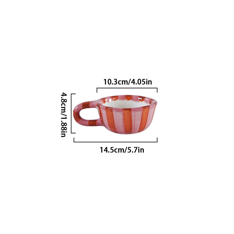 1Pc Rose Striped Ceramic Mug, Striped Ceramic Coffee Cup, Exquisite and Beautiful, Suitable for Daily Use at Home, for Drinking Water, Breakfast Milk Cup, Afternoon Tea Coffee Latte Art Cup, Gift Item