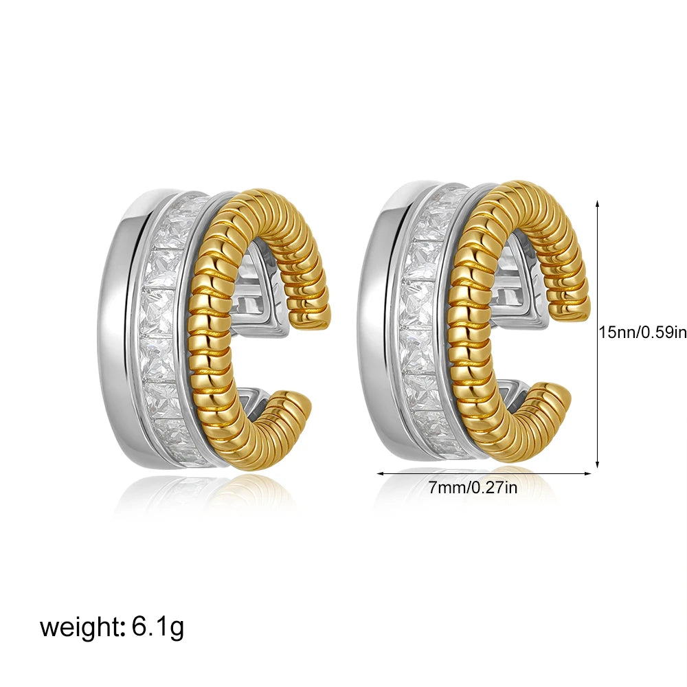 Geometric Double Round Stud Earring