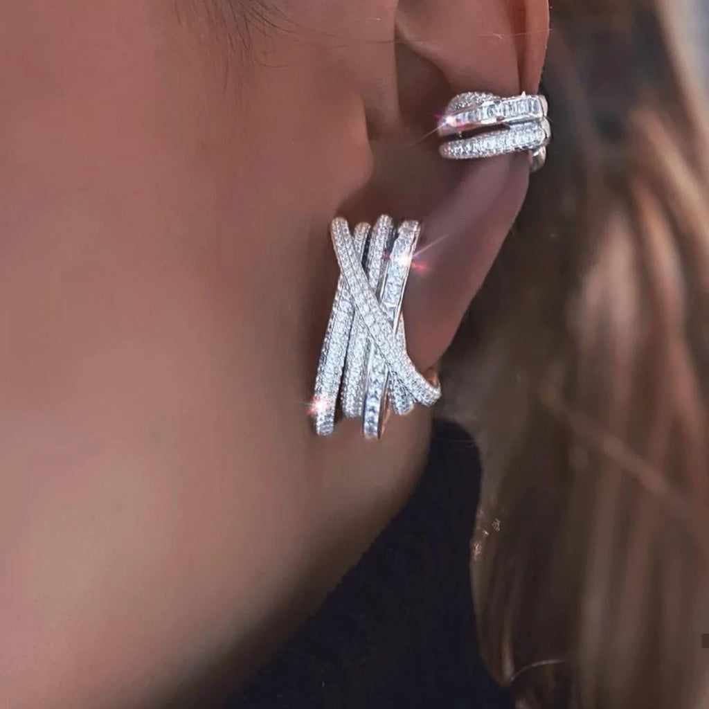 2026 New Fashion Women Jewelry Micro Pave Green Red White CZ Geometric Circle Bar Stud Earring