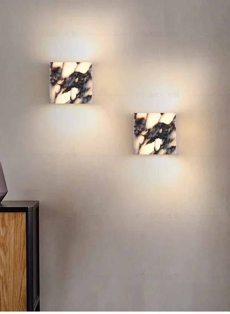 Nordic Italian Marble Lamp Indoor Background Wall Light Purple Pure Natural Stone Entrance Hallway Home Decor Lighting Fixtures