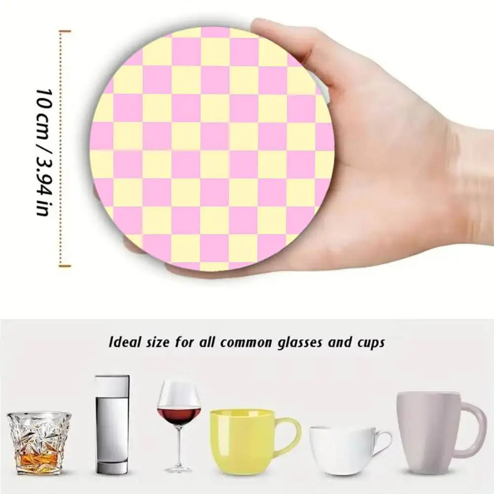 Checkered pattern Wooden Coaster  Suitable For Restaurants And Coffee Shops Easy To Wash And Clean