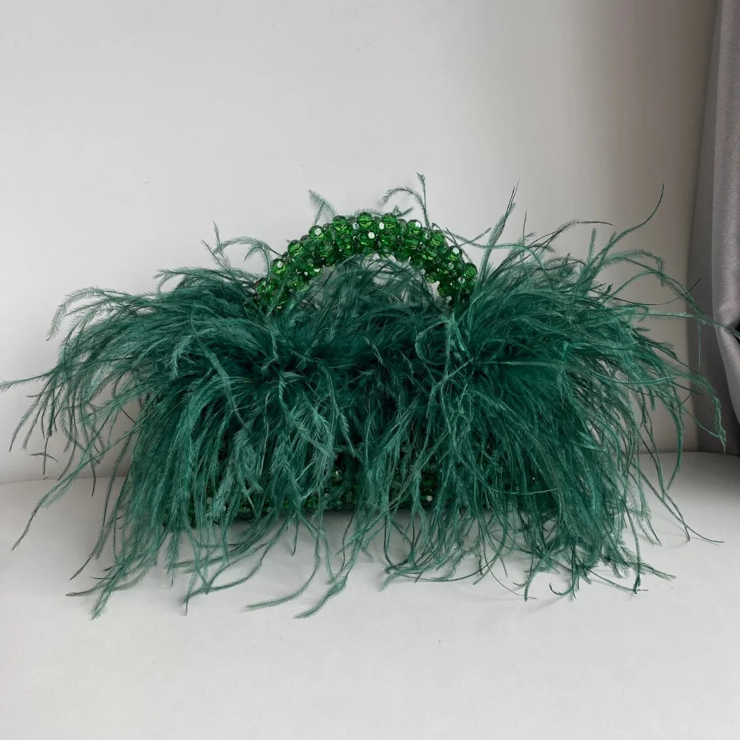 Beaded Bag With Feather