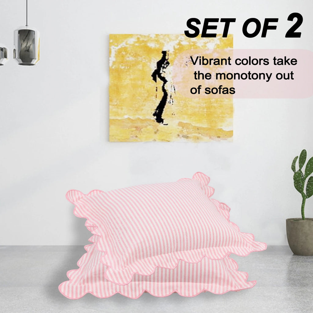 2PCS Striped Embroidered Pillowcase 18X18" Soft and Comfortable Cushion Cover for Sofa Bedroom Living Room Home Decoration