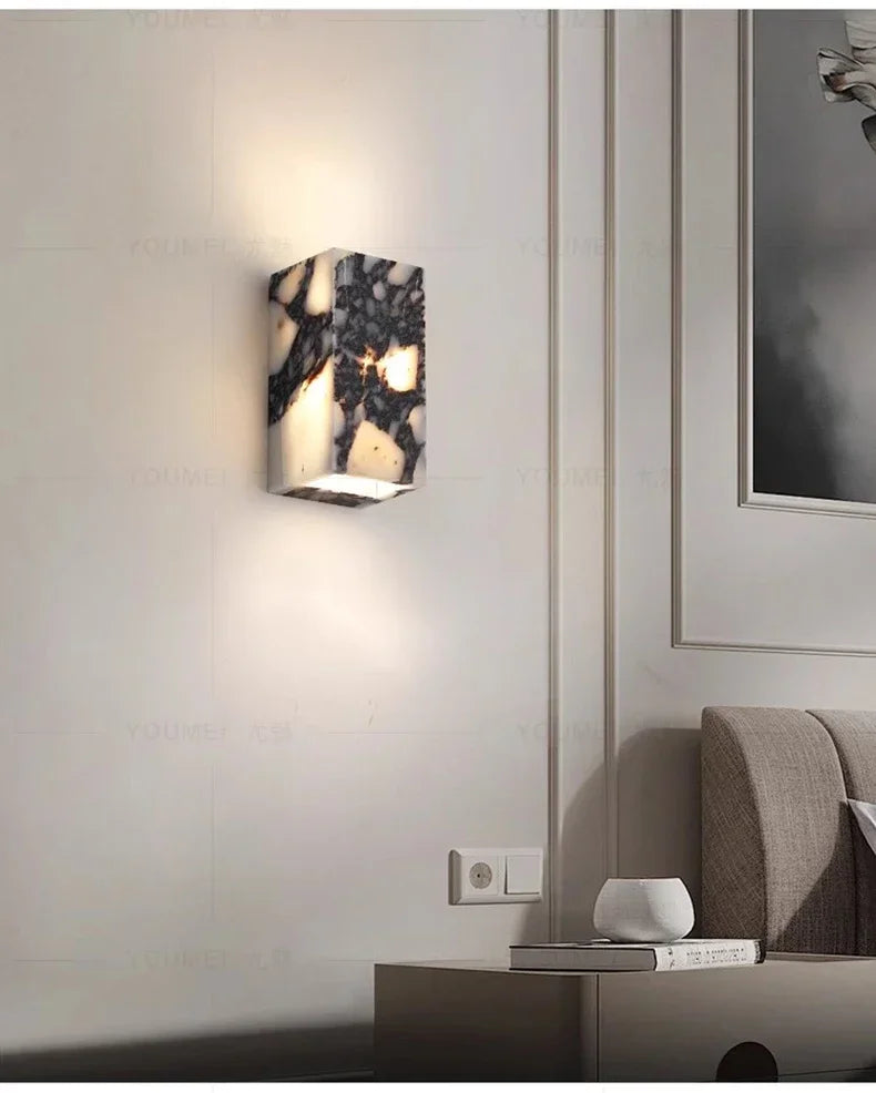 Nordic Italian Marble Lamp Indoor Background Wall Light Purple Pure Natural Stone Entrance Hallway Home Decor Lighting Fixtures