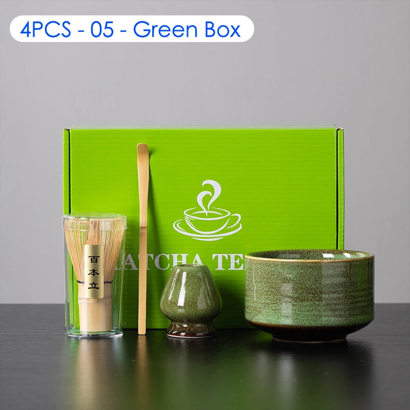 4/6/7PCS Japanese Matcha Blender Set with Bamboo Whisk Matcha Brush Teaspoon Kiln for Beverage Shop DIY Tea-Making Tools