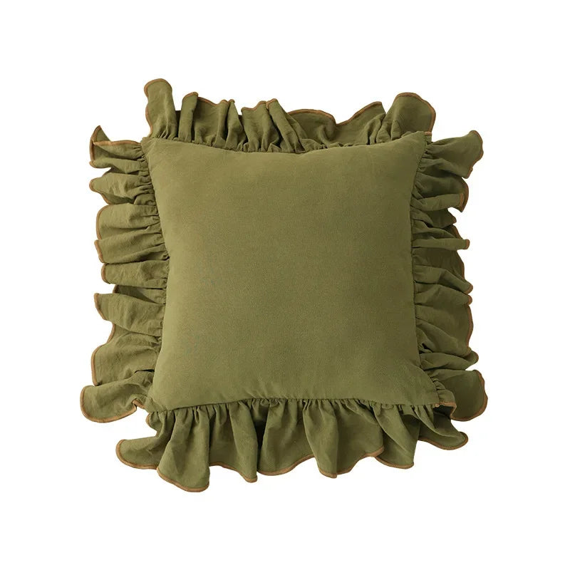 Cotton Ruffle Cushion Cover