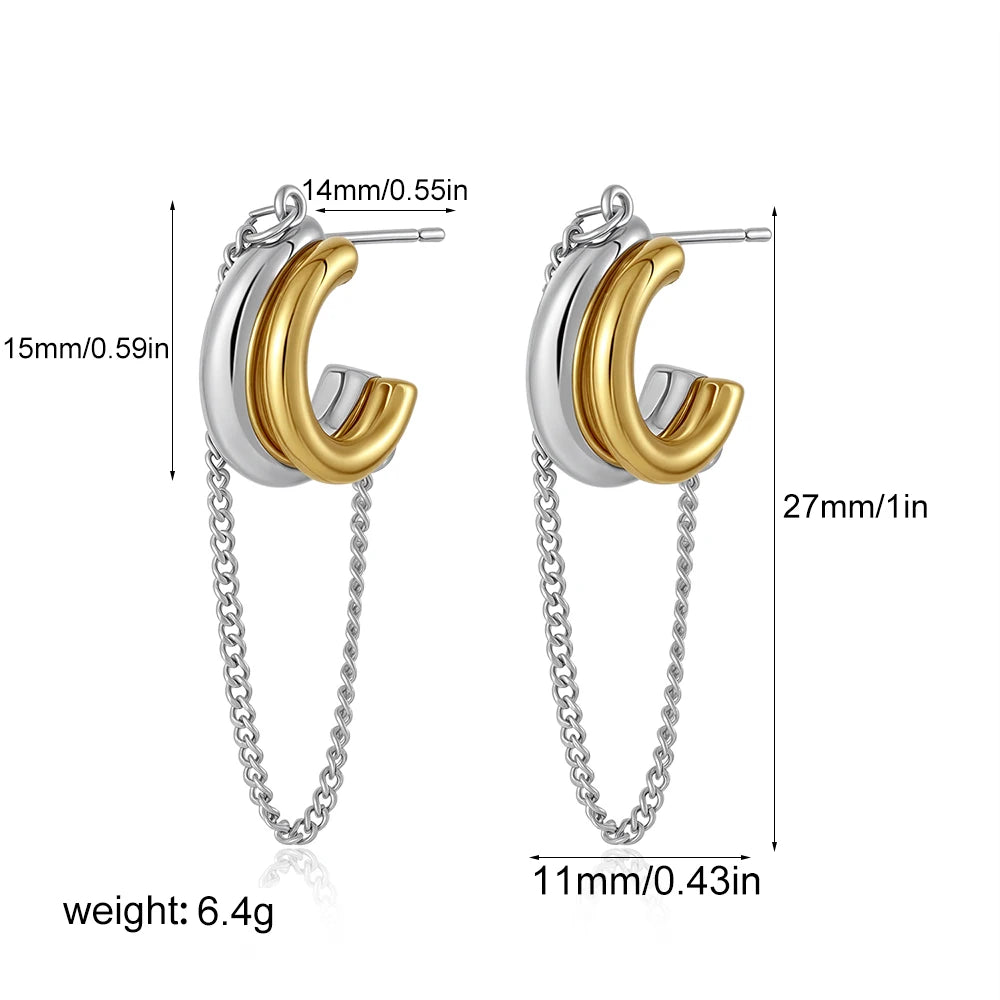 Geometric Double Round Stud Earring