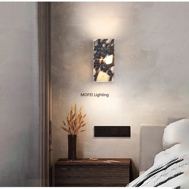 Nordic Italian Marble Lamp Indoor Background Wall Light Purple Pure Natural Stone Entrance Hallway Home Decor Lighting Fixtures