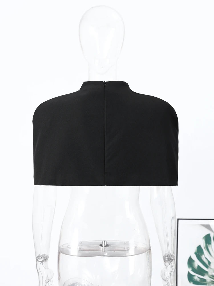 Elegant Cropped Shawl Top With Shoulder Pad