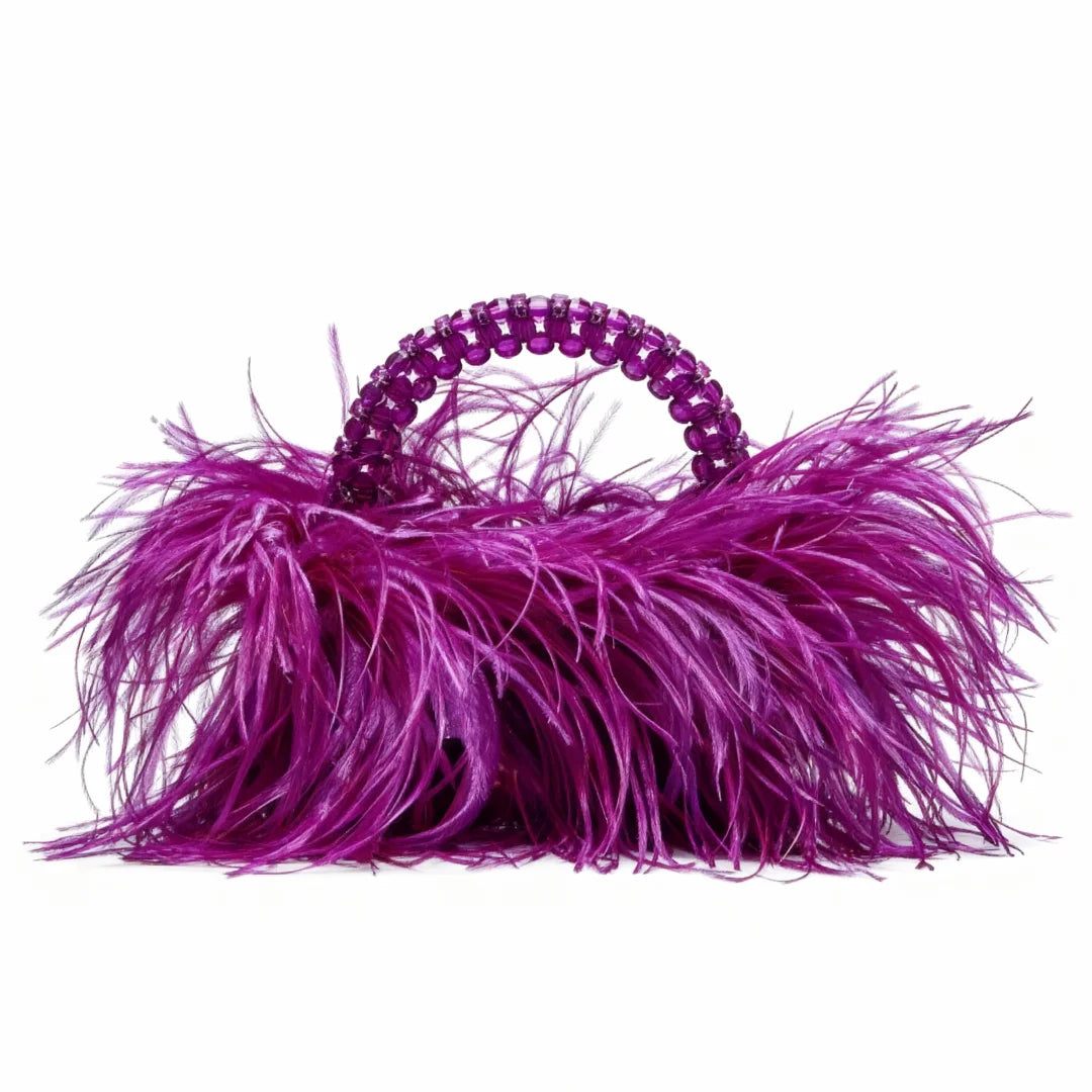 Beaded Bag With Feather