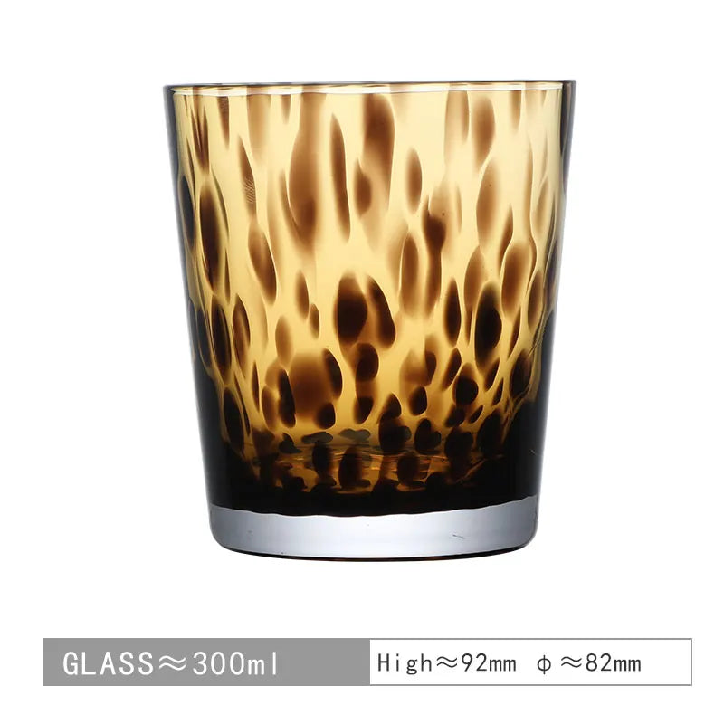 Amber Leopard Print Cup Salad Bowl Dessert Bowl Glass Bowl Glassware Handmade Egg Shape Water Teacup Wine Goblet Beer Mug