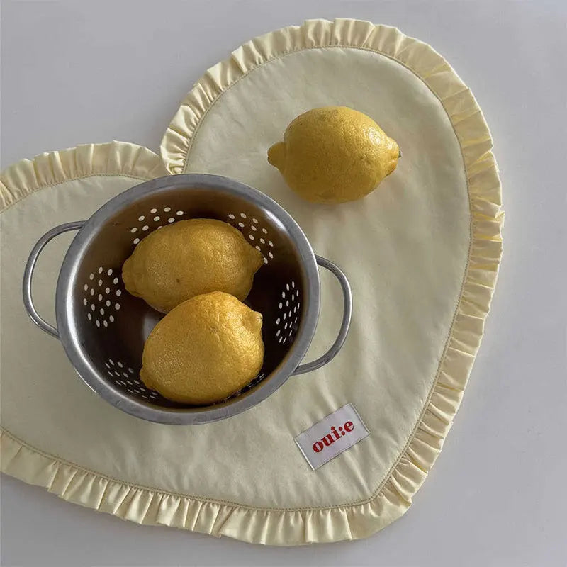 42x32cm Loving Heart Shape Napkin Pleat Edge Design Kitchen Desktop Mat Food Background Cloth Napkin Multi Color