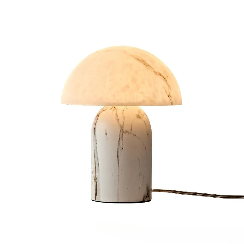 Japanese Imitation Marble Resin Mushroom Table Lamps Personality Living Room Bedroom Restaurant Office LED Dimmable Desk Lights