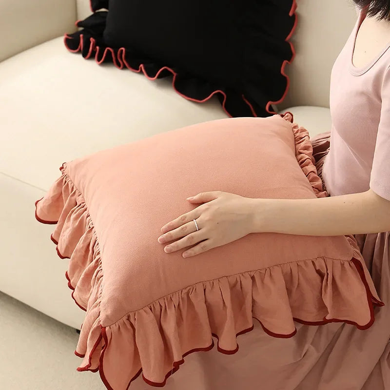 Cotton Ruffle Cushion Cover