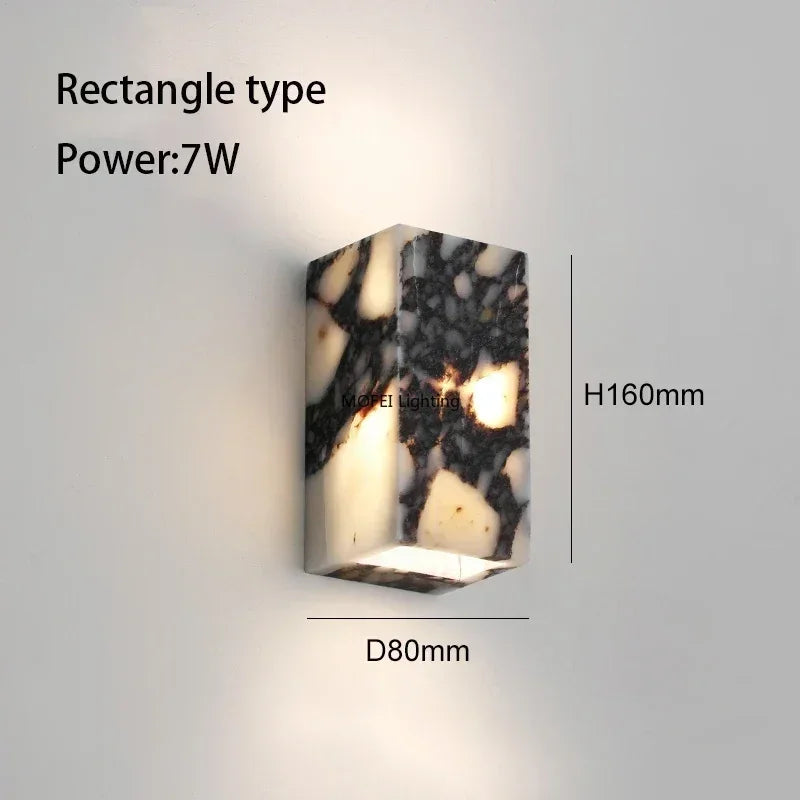 Nordic Italian Marble Lamp Indoor Background Wall Light Purple Pure Natural Stone Entrance Hallway Home Decor Lighting Fixtures
