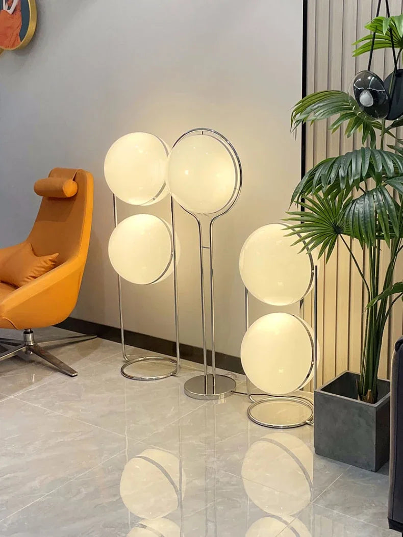 Garrault  Delord Floor Lamp Chrome Metal White Acrylic Ball Floor Light Living Room Hotel Room Sofa  Decoration Lamp
