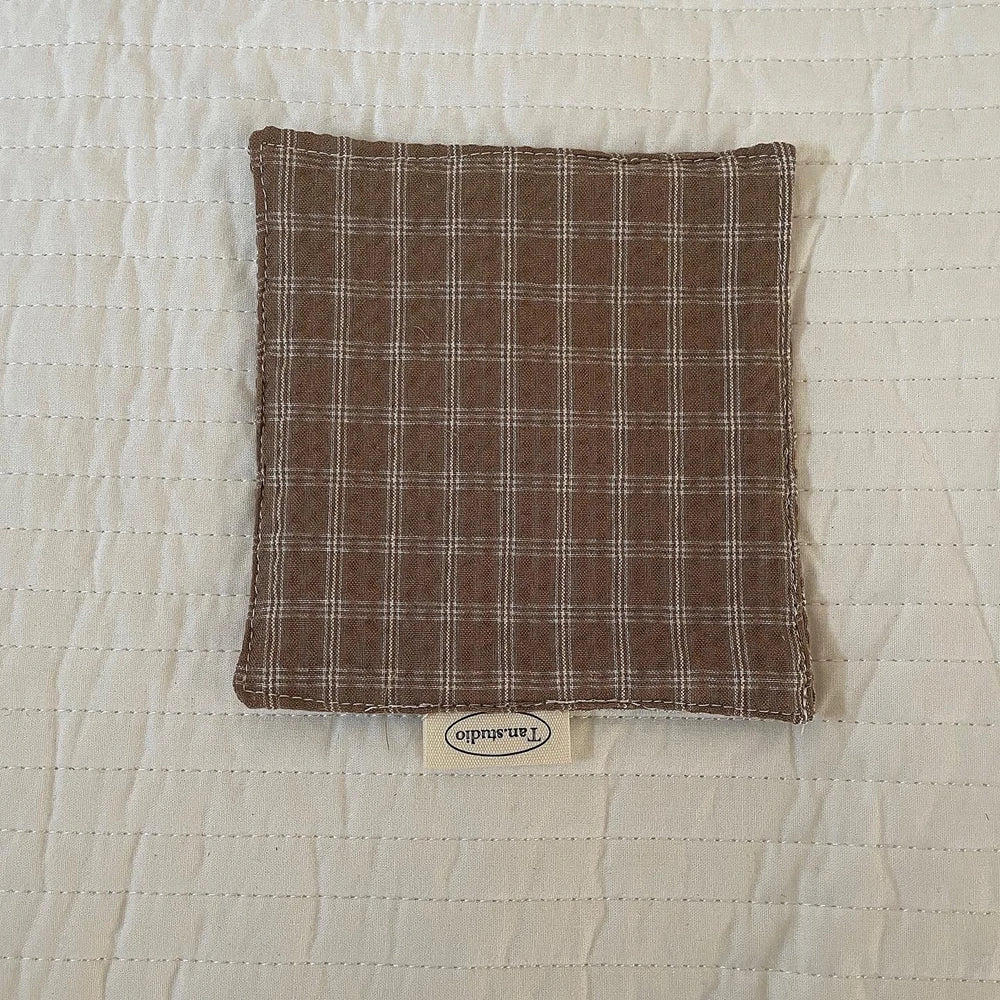 Coaster Korean Style Hand Made Cotton Coaster checked pattern Insulation Pad Table Mat Placemats Home Decoration Kitchen Accesso