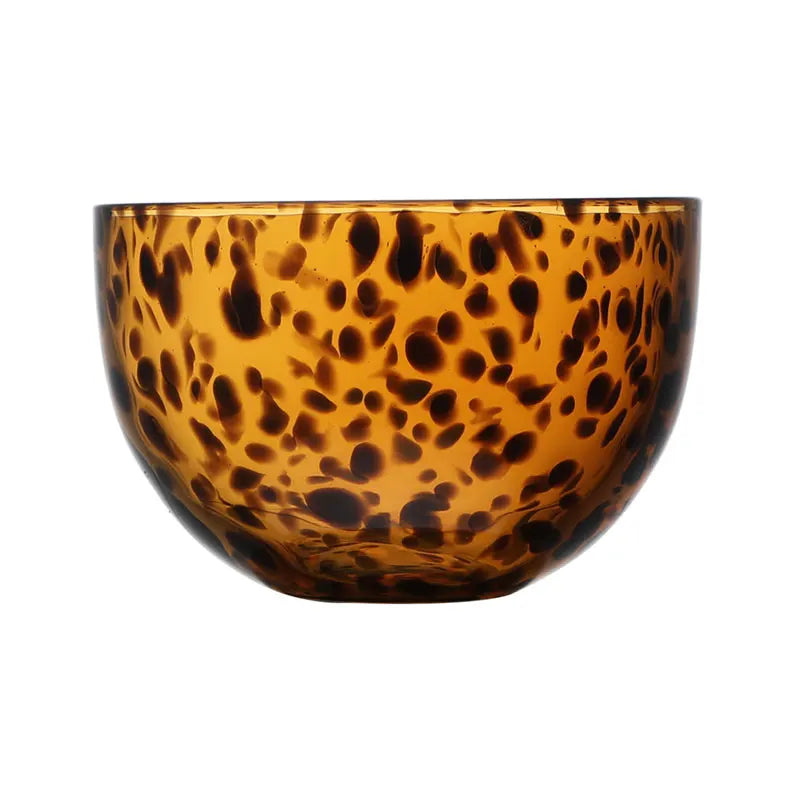 Amber Leopard Print Cup Salad Bowl Dessert Bowl Glass Bowl Glassware Handmade Egg Shape Water Teacup Wine Goblet Beer Mug