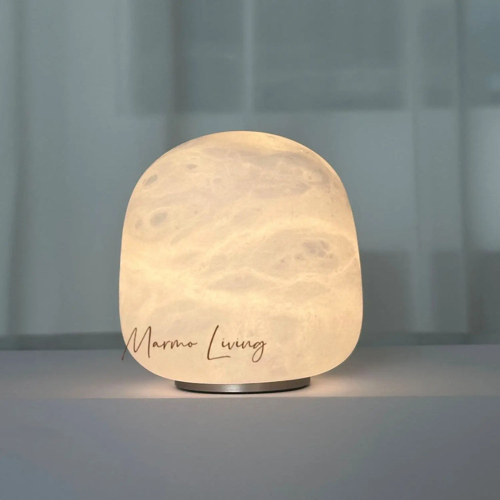 Modern simple 100% natural marble round marble charging table lamp living room designer small apartment decorative lamp