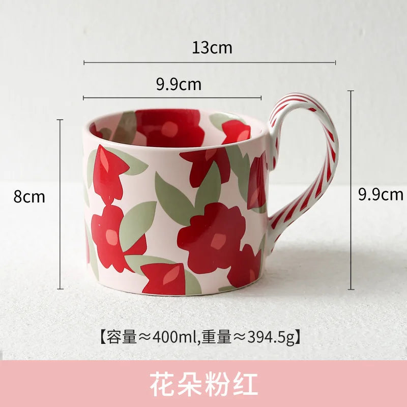 High Beauty Ceramic Cup Korean Ins Style Mug Creative Office Coffee Cups Breakfast Milk Mugs with Hand Gift Couple Water Cup