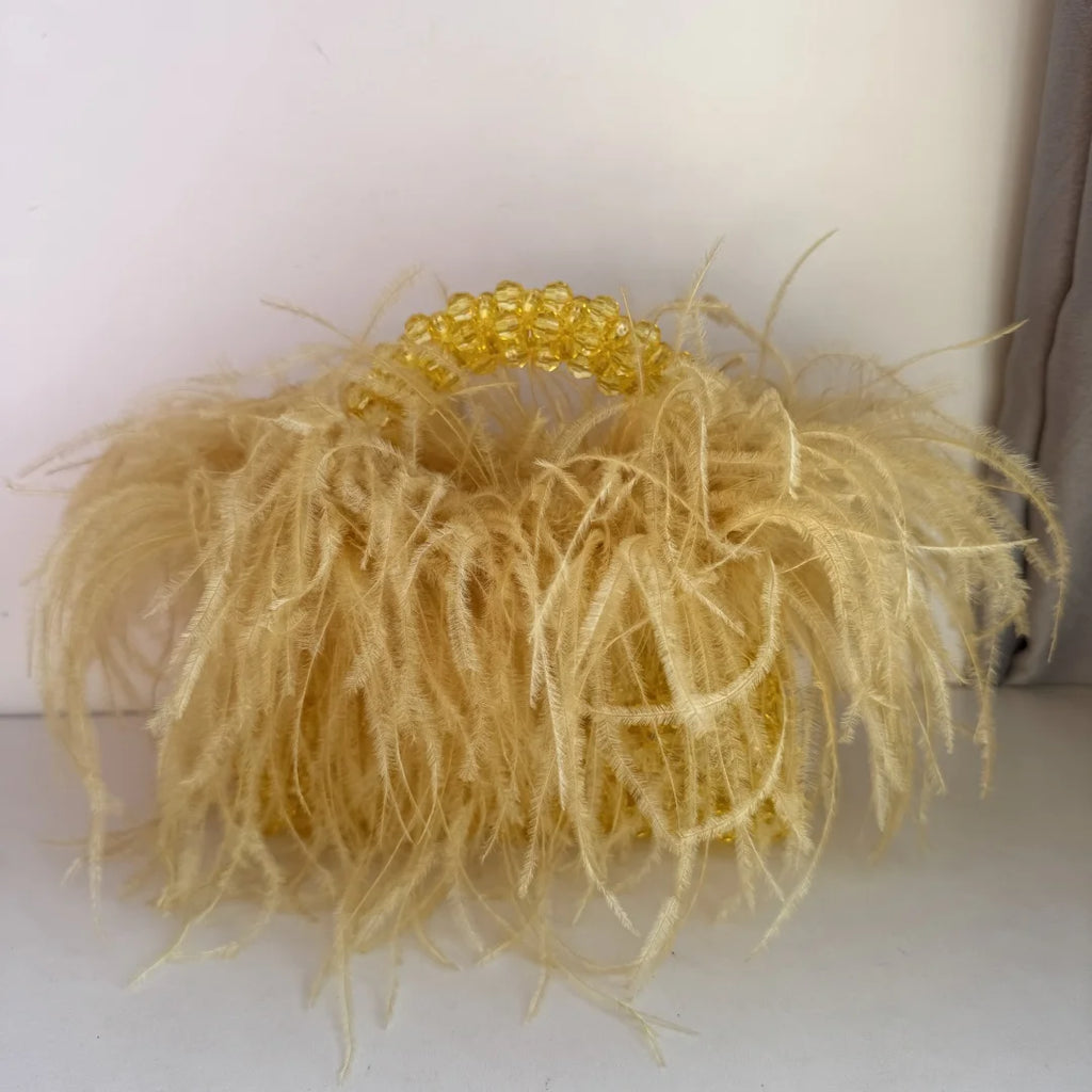 Beaded Bag With Feather