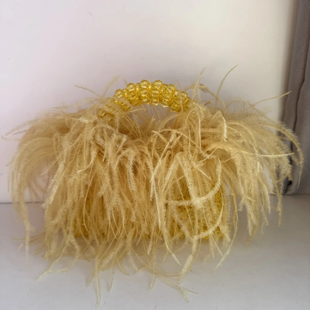 Beaded Bag With Feather