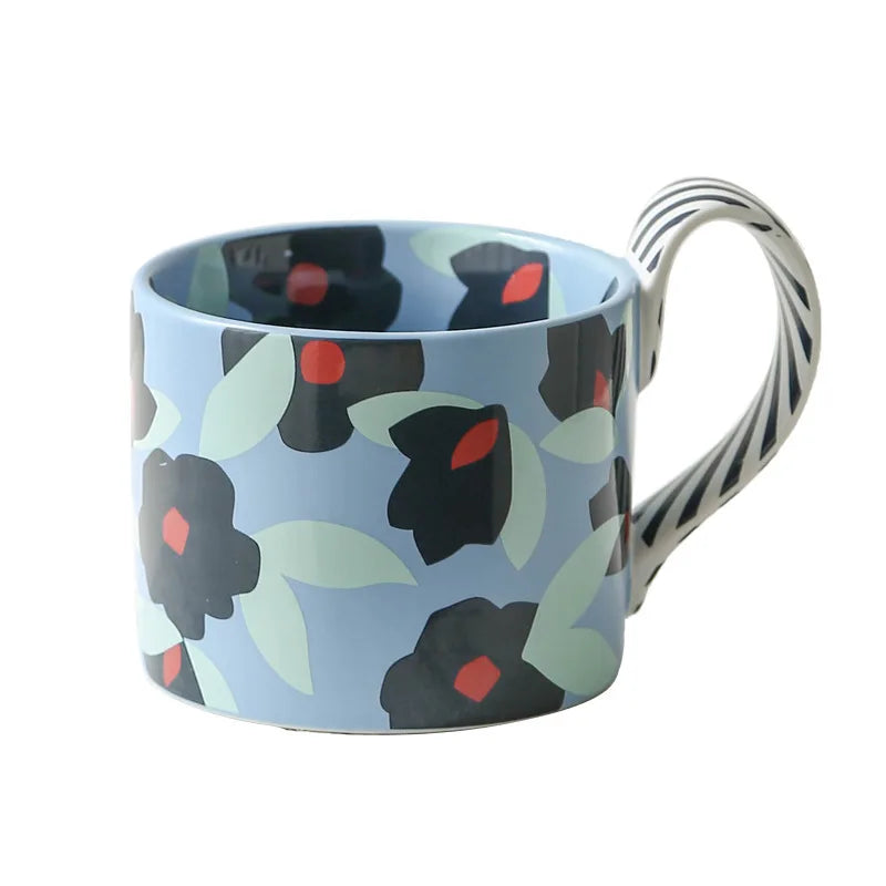High Beauty Ceramic Cup Korean Ins Style Mug Creative Office Coffee Cups Breakfast Milk Mugs with Hand Gift Couple Water Cup