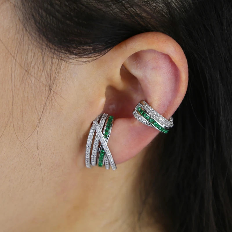 2026 New Fashion Women Jewelry Micro Pave Green Red White CZ Geometric Circle Bar Stud Earring
