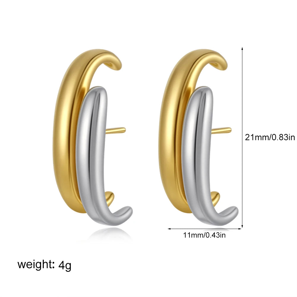 Geometric Double Round Stud Earring