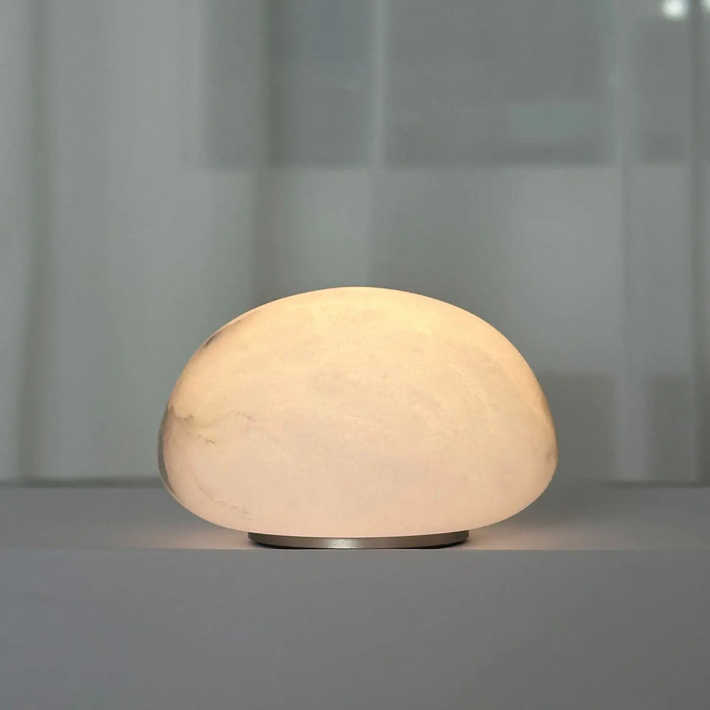 Modern simple 100% natural marble round marble charging table lamp living room designer small apartment decorative lamp