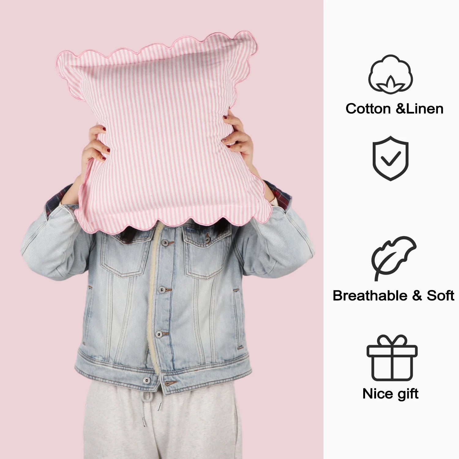 2PCS Striped Embroidered Pillowcase 18X18" Soft and Comfortable Cushion Cover for Sofa Bedroom Living Room Home Decoration