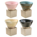 100ml Coarse Pottery Coffee Mugs, Japanese Style Ceramic Tea Cups Triangular Cone Shape Porcelain Retro Mug with Square Base