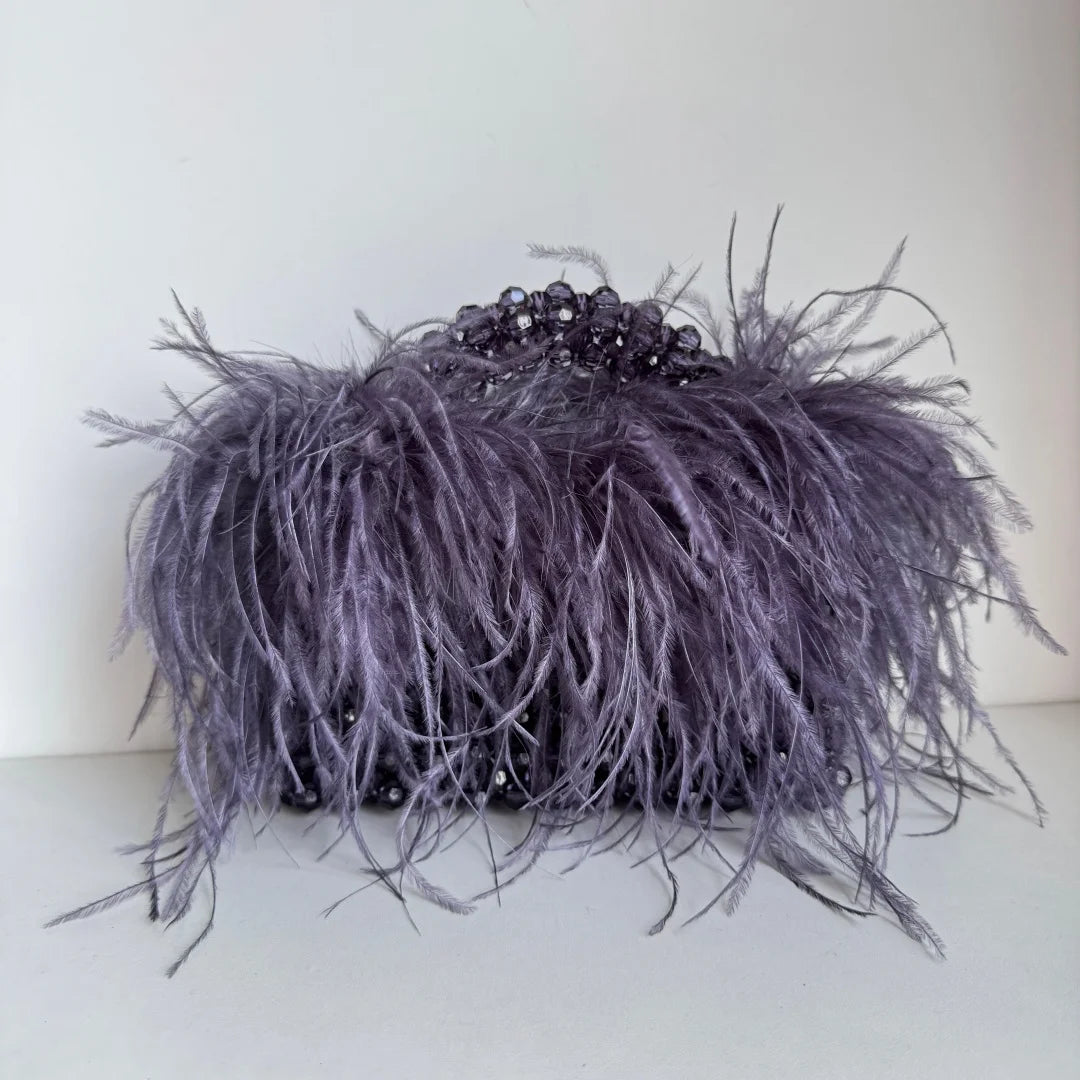 Beaded Bag With Feather