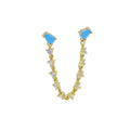 2 Hole Double Piercing Dangle Drop Fashion Women Earring Gold Plated Colorful Teardrop CZ Tassel Charm Jewelry