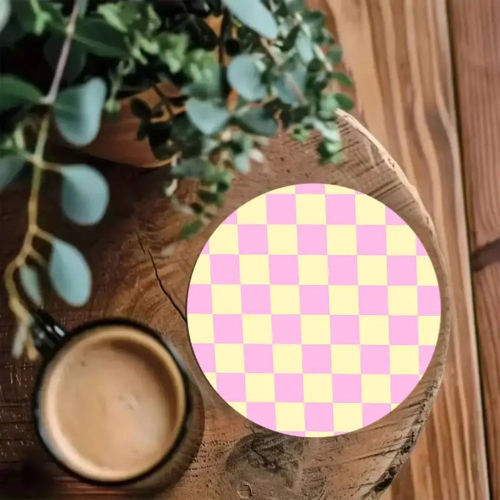 Checkered pattern Wooden Coaster  Suitable For Restaurants And Coffee Shops Easy To Wash And Clean