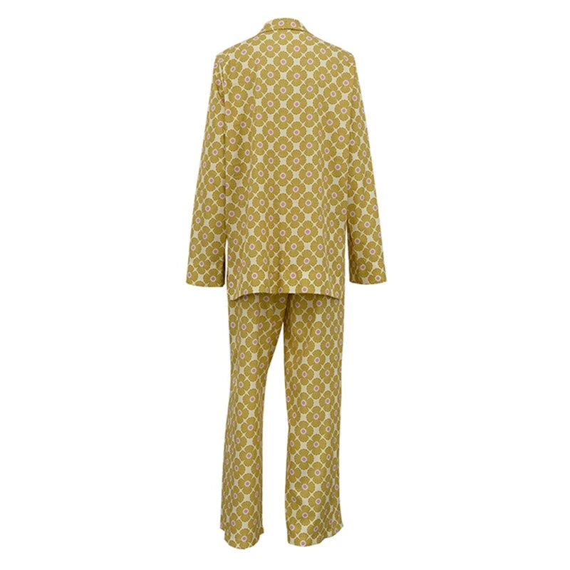 Vacation Geometric Printed Loose Pants Set