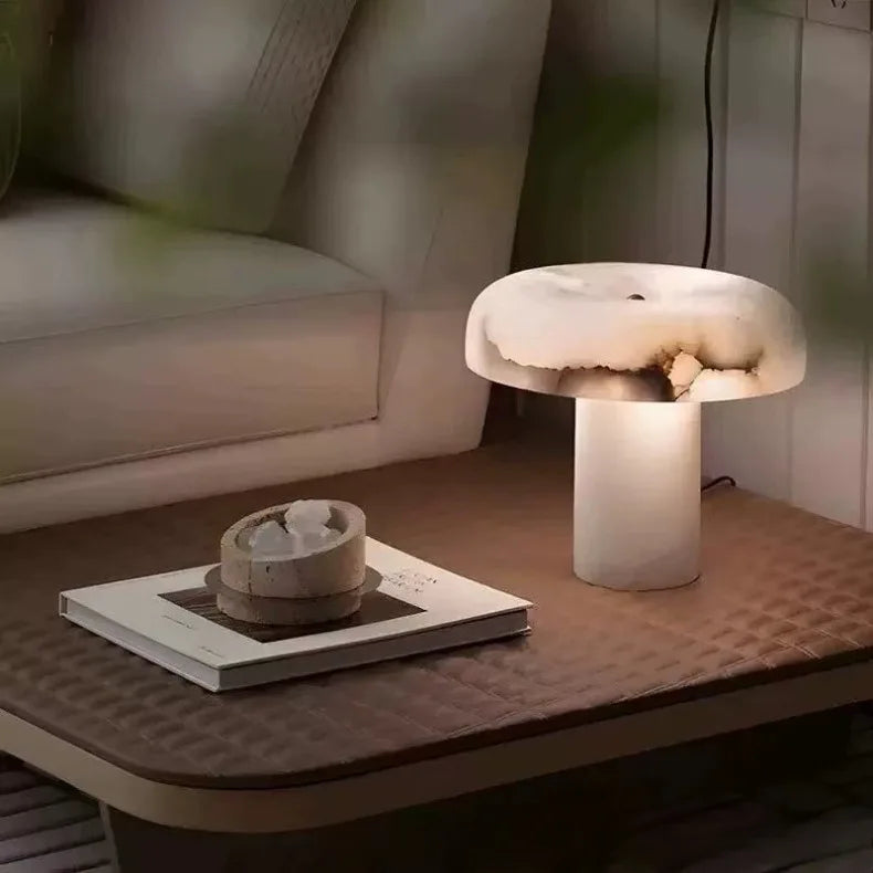 Japanese Imitation Marble Resin Mushroom Table Lamps Personality Living Room Bedroom Restaurant Office LED Dimmable Desk Lights