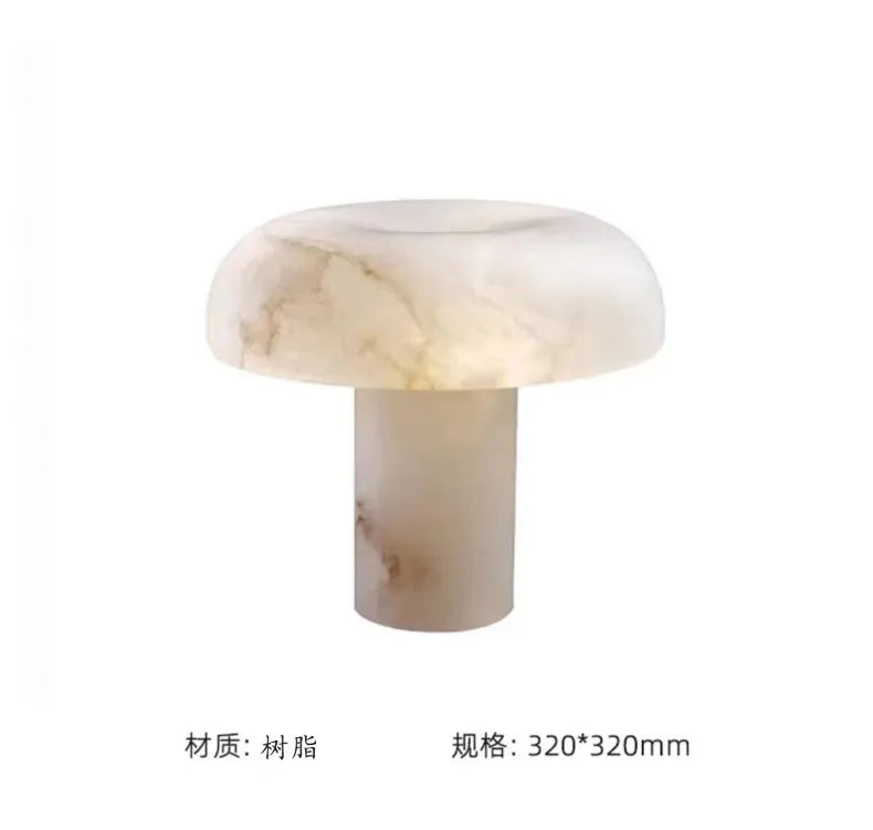Japanese Imitation Marble Resin Mushroom Table Lamps Personality Living Room Bedroom Restaurant Office LED Dimmable Desk Lights
