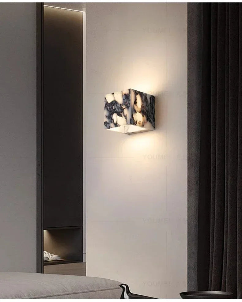 Nordic Italian Marble Lamp Indoor Background Wall Light Purple Pure Natural Stone Entrance Hallway Home Decor Lighting Fixtures