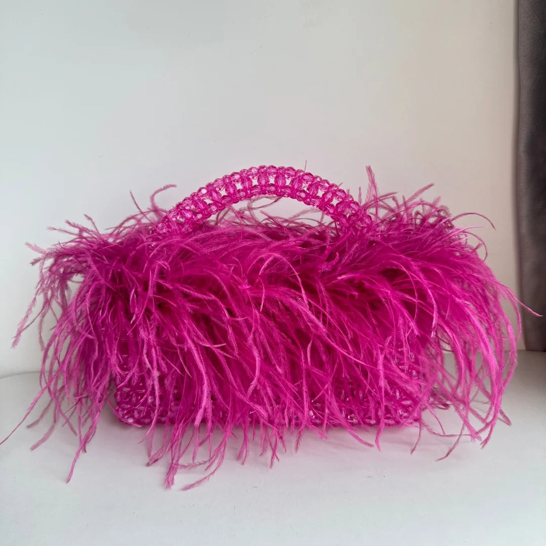 Beaded Bag With Feather