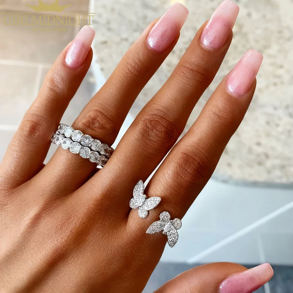 2026 High Quality Summer Delicate Cute Lovely Double Butterfly Animal Ring For Women Girl Fashion Open Adjust Size Party Jewelry