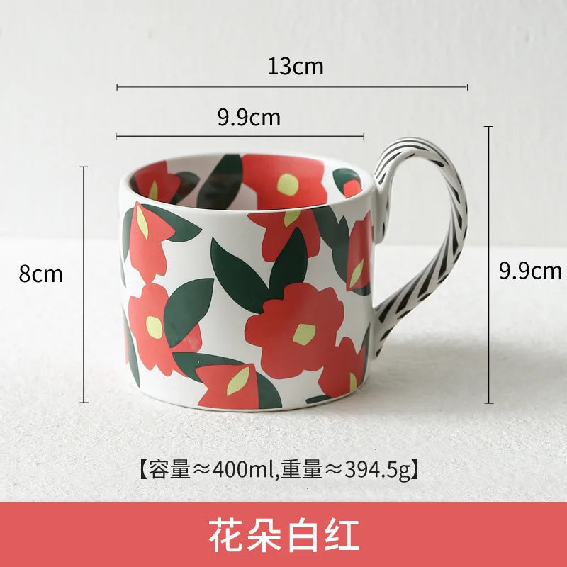 High Beauty Ceramic Cup Korean Ins Style Mug Creative Office Coffee Cups Breakfast Milk Mugs with Hand Gift Couple Water Cup
