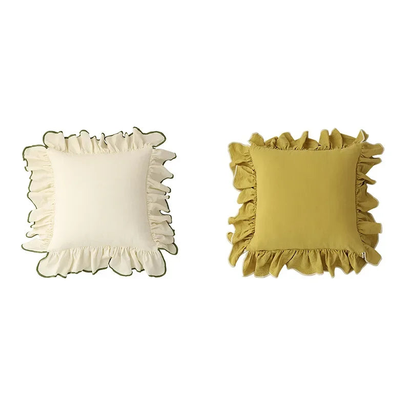 Cotton Ruffle Cushion Cover