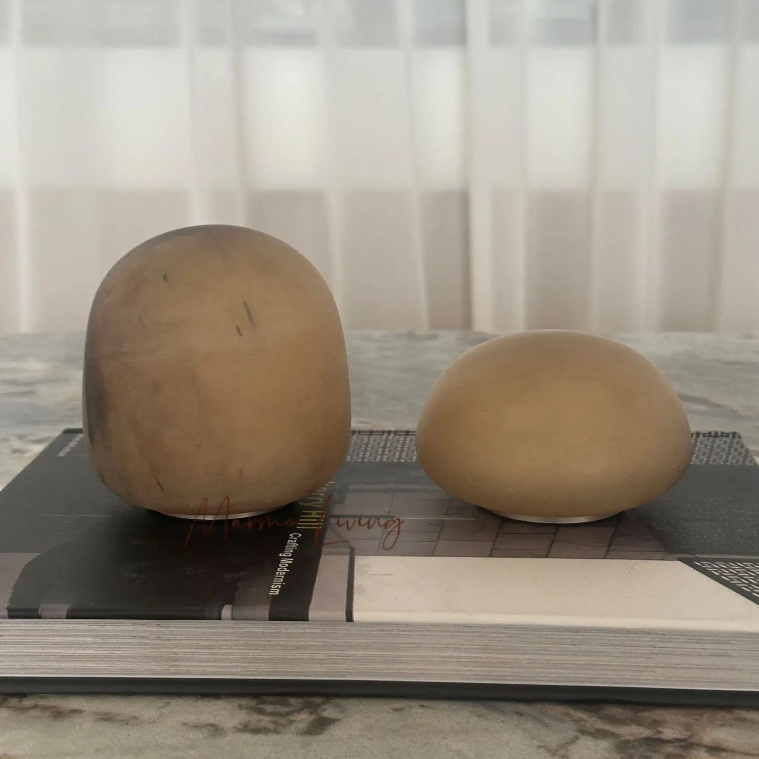 Modern simple 100% natural marble round marble charging table lamp living room designer small apartment decorative lamp