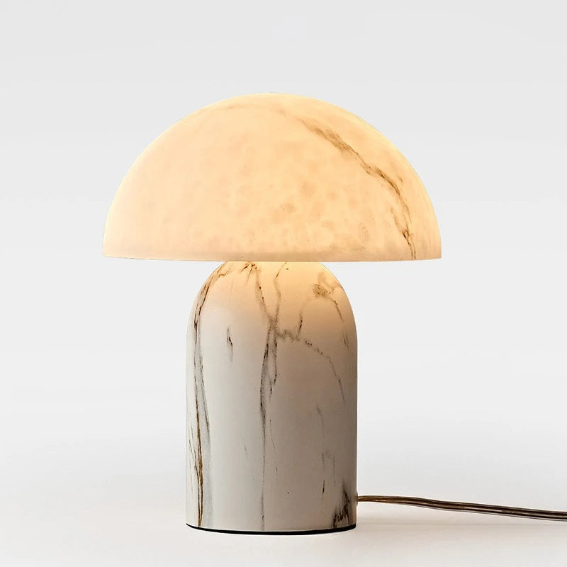 Japanese Imitation Marble Resin Mushroom Table Lamps Personality Living Room Bedroom Restaurant Office LED Dimmable Desk Lights
